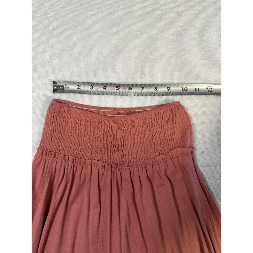Free People Beach Smocked High Low Maxi Skirt Rose Pink XS